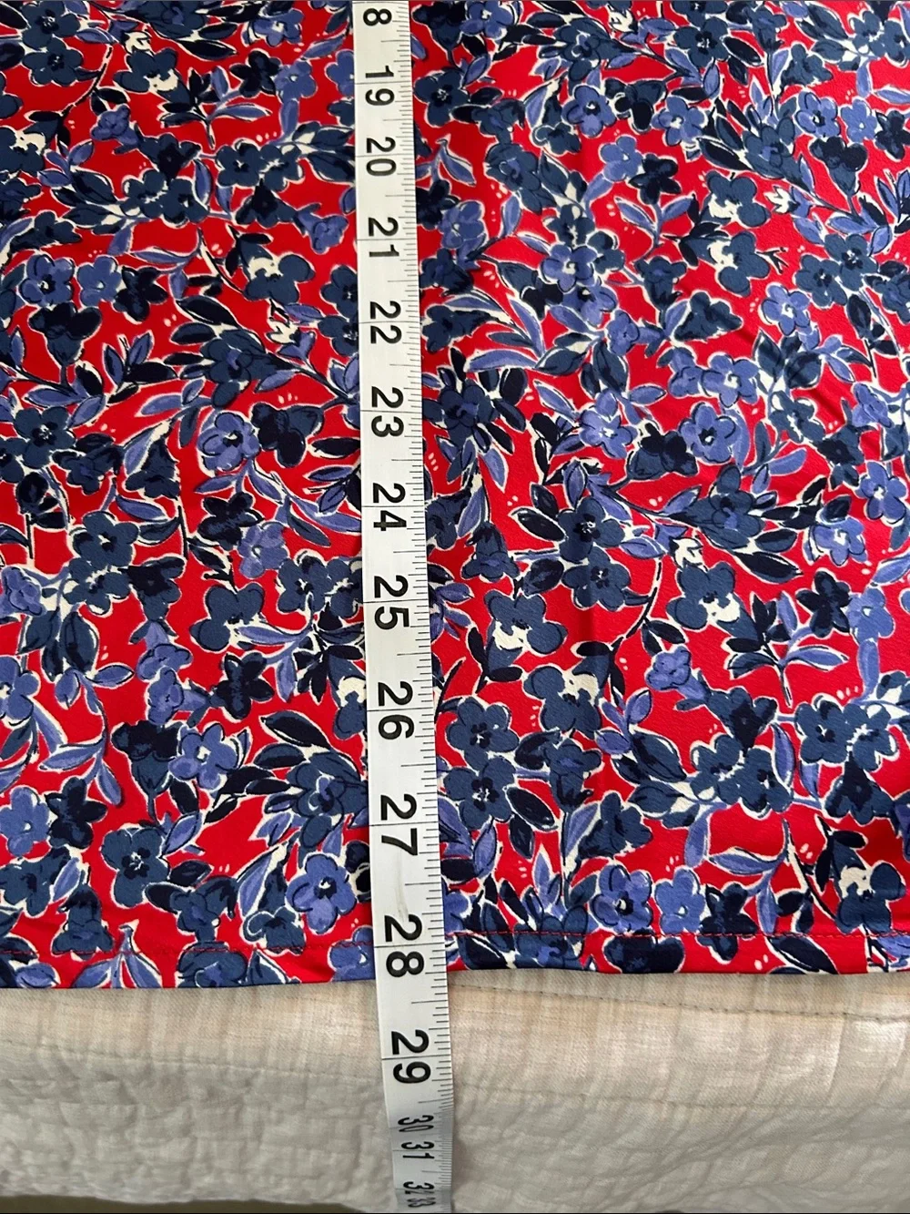 J. Crew Printed bias red blue floral slip satin pull on midi skirt S